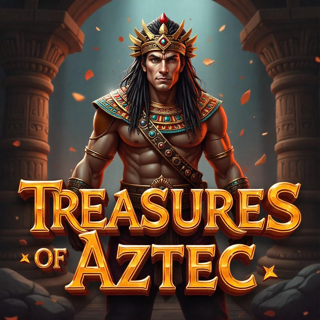 โลโก้เกมสล็อต Treasures of Aztec สีสันสดใส แสดงถึงขุมทรัพย์แอซเท็ก